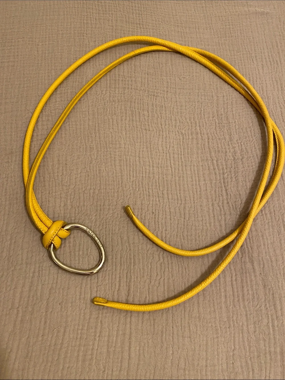 PETER KEN Yellow Leather Belt with Oval Accent. One size